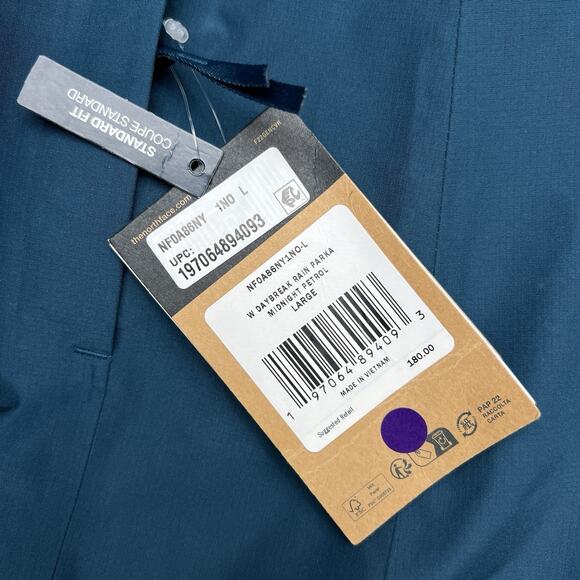 The North Face Daybreak Rain Parka Size Large Womens Midnight Petrol Blue $180 - Picture 13 of 13